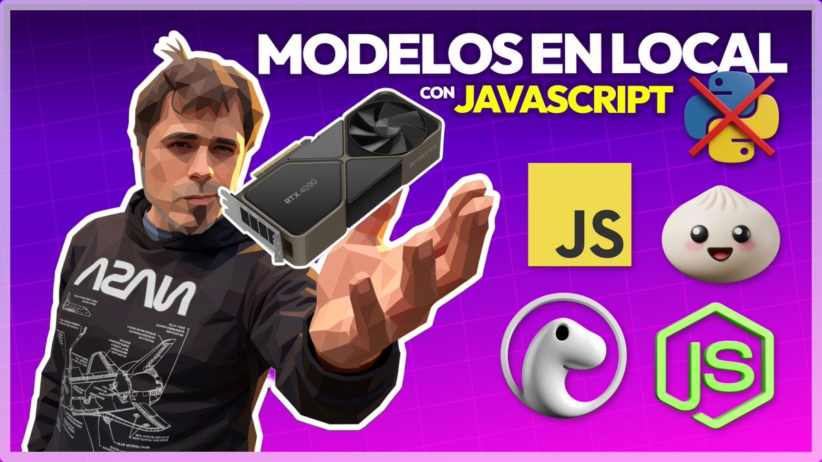 Manz's tweet photo. 🔥 ¡Nuevo video! 🔥
MODELOS IA 100% LOCAL con JS en tu NAVEGADOR

✅ Sin Python. Navegador, Deno, Node o Bun
✅ Sin suscripción. Gratis. Se ejecuta en local
✅ Modelos de chat ligeros (LLM), TTS, OCR, imagen...
✅ Usando transformers.js + WebGPU

👇 Link https://t.co/t335YSHhEN