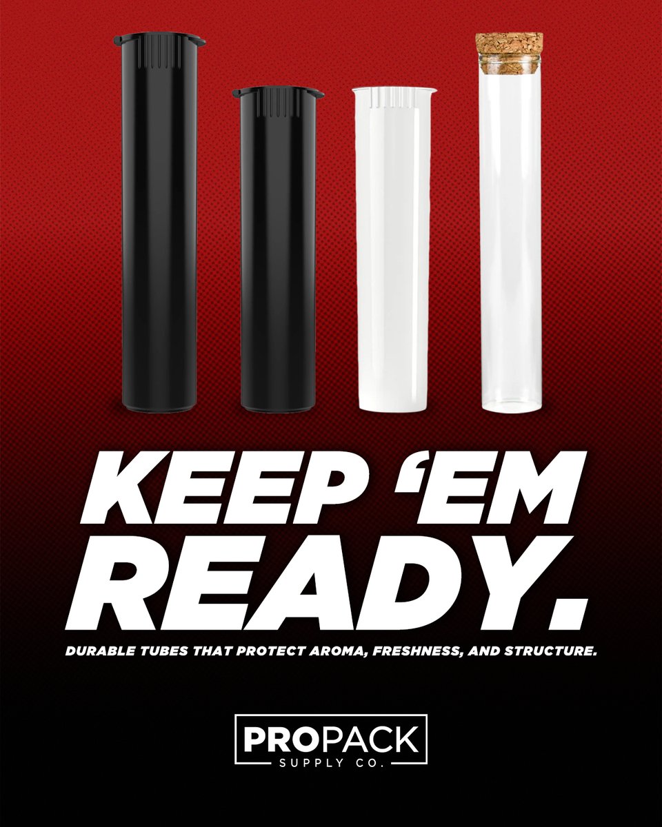 ProPackSupplyCo's tweet image. Keep 'em rolled, keep 'em ready. We carry several pre-roll tube sizes in both plastic and glass. Stock up on yours today. 🔥

#Packaging #inlandempire #packagingdesign #business #design