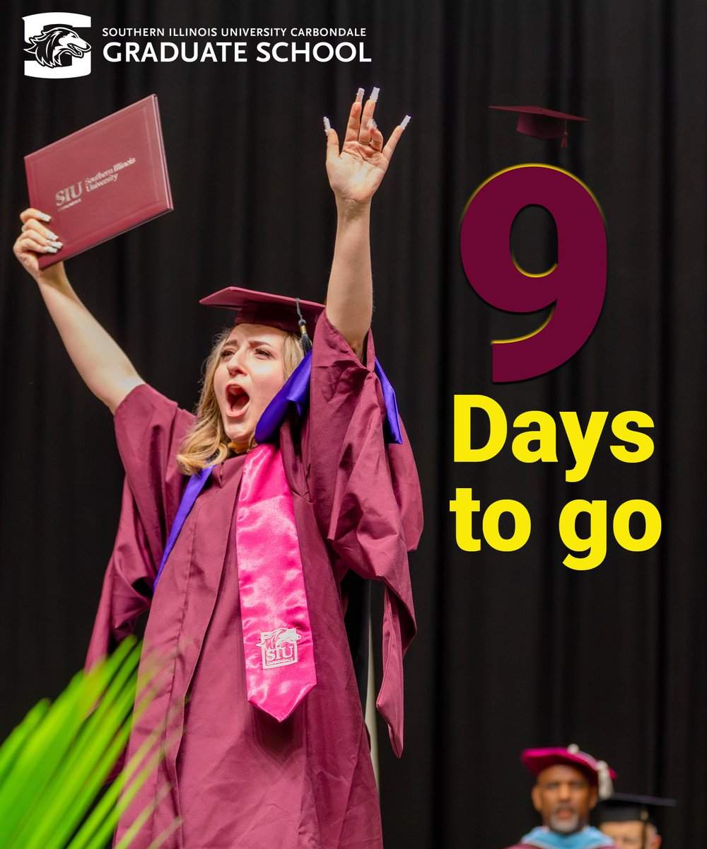 SIUGradschool's tweet image. Are you counting? 9 days to go!!!
#SIU #Graduation #26
