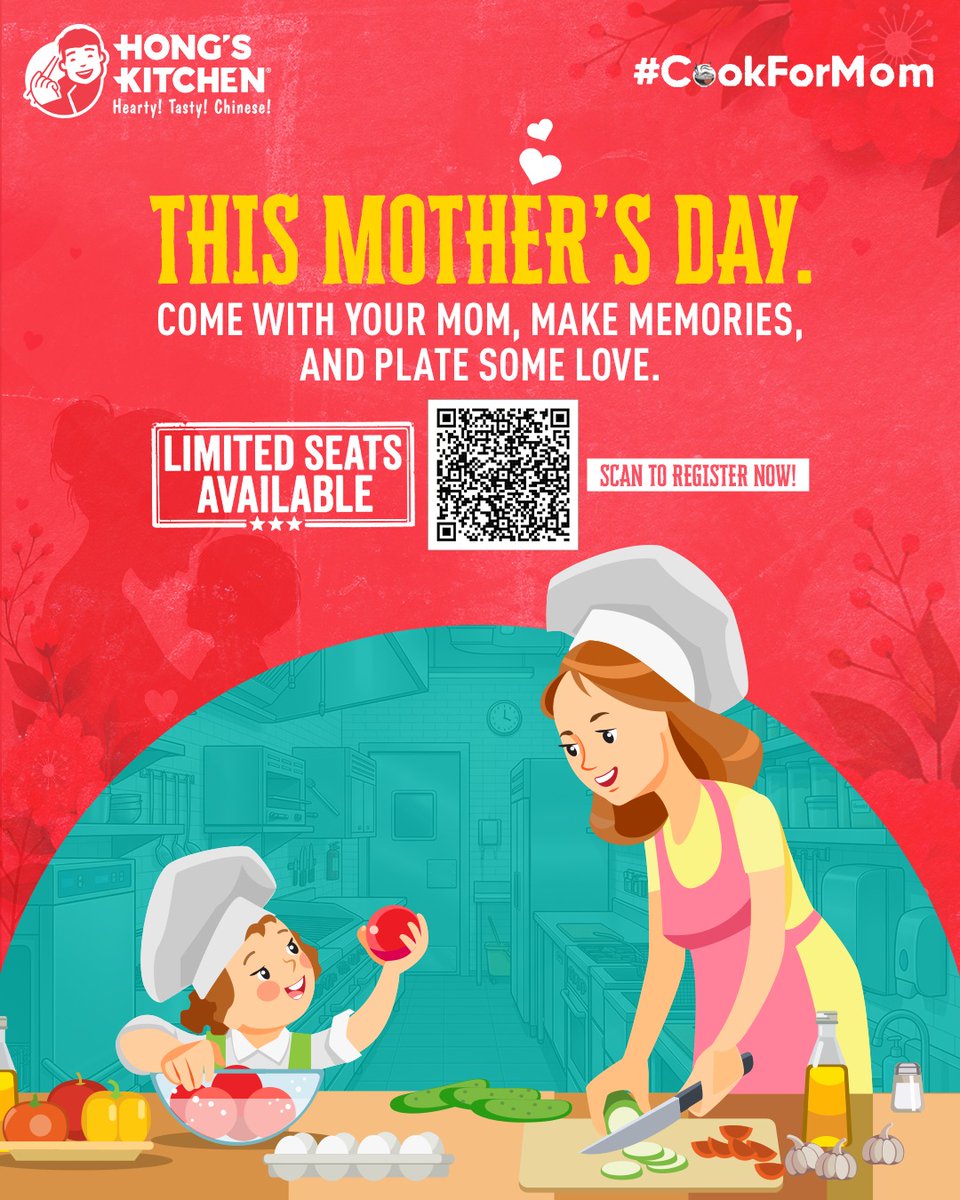 HongsKitchenIn's tweet photo. Cook up something special for the one who’s always cooked for you ❤️
This Mother’s Day, turn love into a recipe at Hong’s Kitchen 🍜
Chop, stir, laugh—and serve her a memory she’ll never forget.

⏳ Limited seats available
⌨️ Register Now! https://t.co/6SXfN5utsl