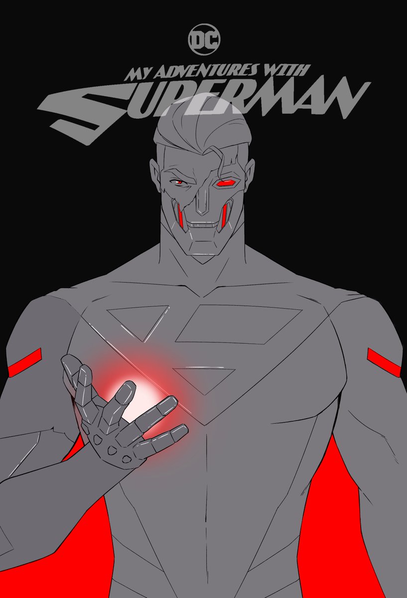 38___sr's tweet photo. it's a bird! it's a plane! it's...cyborg superman?!?!?!?!

had the wonderful opportunity providing the character art for the official my adventures with superman season 3 promo! colors by the talented @intindra ✨✨✨ https://t.co/T29PCsi0RV