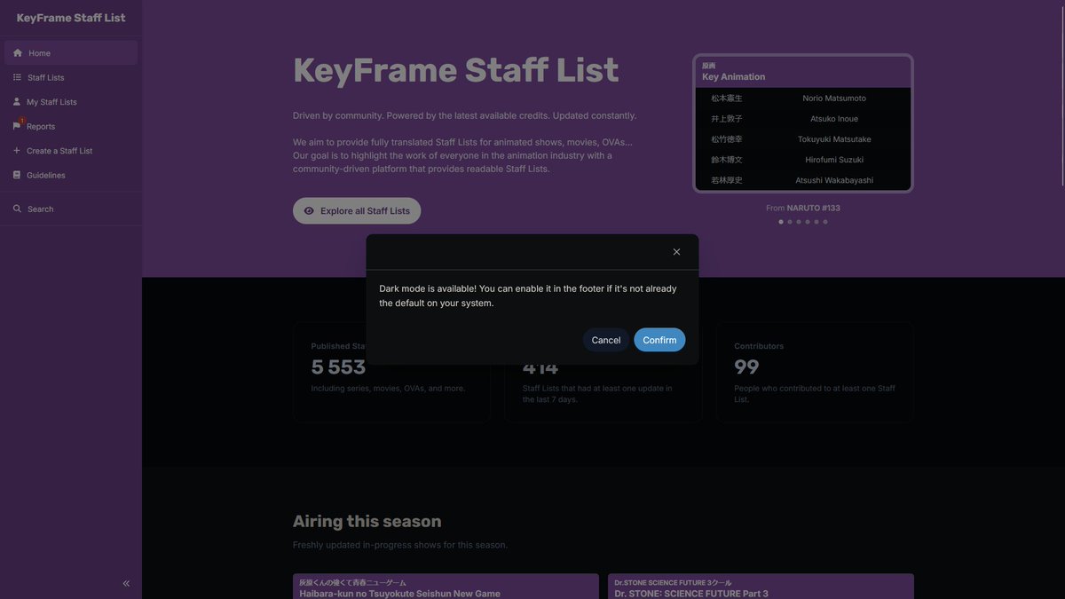 KeyFrame Staff List tweet media