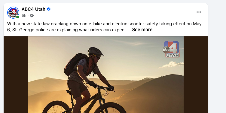 BjaminWood's tweet image. Evidently something happened to make all of Utah media discover the "new" Ebike laws at the exact same time. 

More funny, they all reported inaccurately about what the law does. 

Anyway, @CityWeekly reported on this (correctly) months ago. #slc #utpol 
cityweekly.net/news/bill-crea…