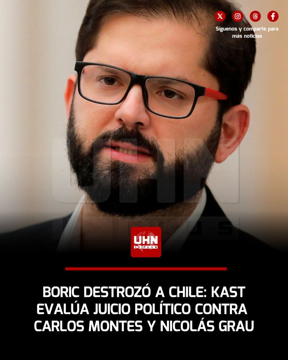 🇨🇱‼️ | En medio de la crisis descomunal que dejó Gabriel Boric, José Antonio Kast evalúa por estos días acusar constitucionalmente y con juicio político de por medio a dos exministros de Hacienda y Vivienda: Nicolás Grau y Carlos Montes. A Grau se lo culpa de negligencia técnica