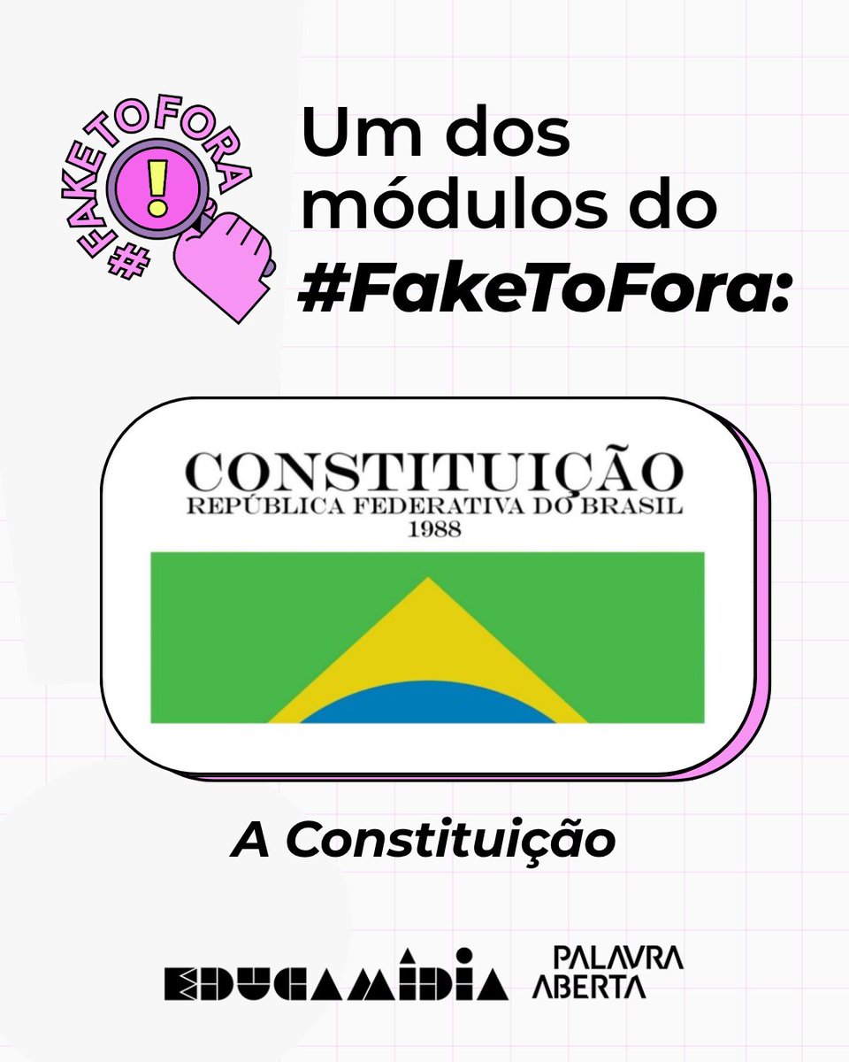 educamidia's tweet photo. Discutir a Constituição de 1988 em sala de aula é debater o direito às nossas liberdades e direitos como cidadãos.

No site do #FakeToFora, você encontra um plano de aula completo sobre esse tema.

Acesse: https://t.co/mUnnKn8Zdb https://t.co/liULj2DnbI