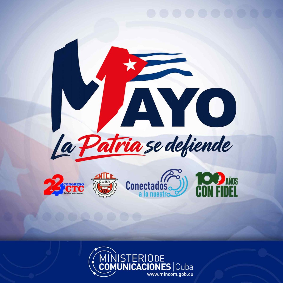 Los #Comunicadores de #Cuba participaremos en los desfiles y tribunas abiertas en todo el país por el #1Mayo. En #LaHabana nos vemos a las 4:00am en el Puente de Paseo, esquina del Teatro Nacional, para desfilar unidos hasta la Tribuna Antiimperialista, porque #LaPatriaSeDefiende