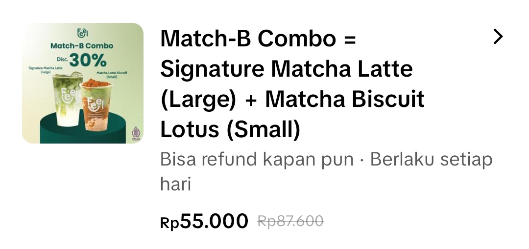 beberapa jam yg lalu nyobain feel matcha pake promo tiktok ternyata enak wehh