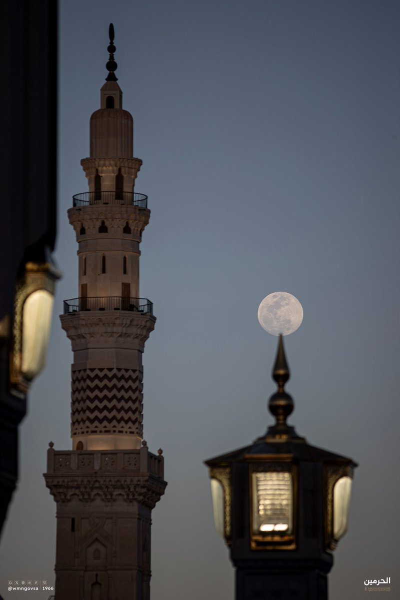 lislamcestca's tweet image. Dans le Coran (sourate La Déchirure, verset 18), Dieu dit :
"et par la lune quand elle devient pleine-lune !".
📸 So La Lune prise en photo cette nuit depuis le ciel de la Grande Mosquée de Médine (La Mosquée Prophétique), la 2e mosquée la plus sacrée en islam :
#JeudiPhoto