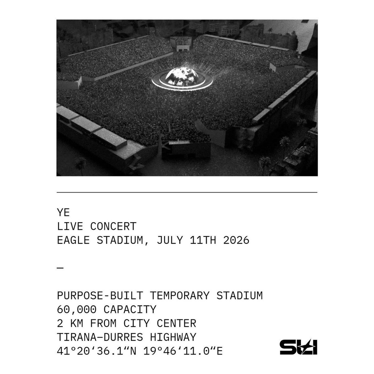 A temporary stadium is being built for Ye’s upcoming show in Albania‼️

The stadium will be built in Tirana and reportedly hold 60,000 people 👀