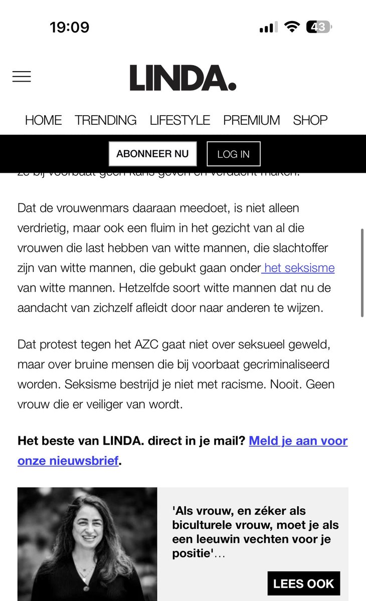 Van alle columns van de afgelopen dagen is dit wel de meest een schandalige, meest ideologisch gedreven <a href="/LINDAnieuws/">LINDA.</a> column vol drogredenen, selectieve framing en regelrechte onwaarheden. Bouazza draait het om: de vrouwen in Loosdrecht zouden het feminisme “kapen” voor racisme,