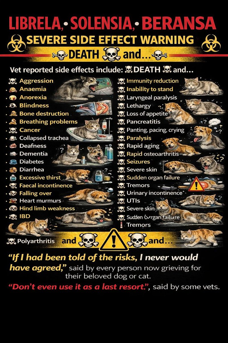 badpetmeds's tweet image. Librela (for dogs) / Solensia (for cats / Beransa (in Australia and New Zealand) side effects.