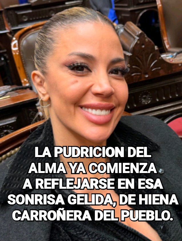 <a href="/virchugallardo/">virginia gallardo</a> ¡Ahorra guita ahora Virginia!
Porque cuando se vaya el facho ladrón del gobierno, vos no vas a poder laburar ni de trola con semejante estigma!