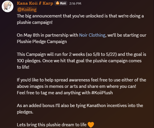 kanakoii's tweet photo. Big Announcement~
May 8 in partnership with @noir_clothings 🧡
#KoiiPlush https://t.co/Z2hw4qwskU
