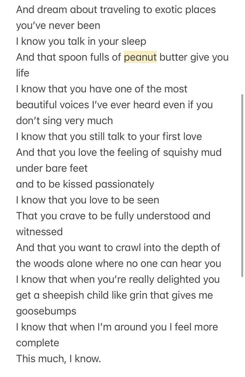 I wrote this about an ex during a breakup titled “what I know about you” and he cried while I read it even though he ended it. Everyone deserves to be seen like this