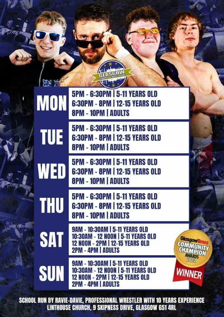 Ravie_Davie_McC's tweet photo. Do you like Wrestling ?

Or do you have a family member who likes it ? 

Then why no try out the glasgow school of wrestling Located at 9 Skipness Drive.

Scotland's number 1 wrestling schools that runs classes for Adults, Teenagers (12 - 15) and kids (5 - 11 ) and starting this Weekend we will also be running ASN classes on a Saturday and Sunday from 2pm till 3pm !

So if you think you can be the next John Cena or even if you've just wanted to get in a wrestling ring why not get in touch and we can get your started on your road to Wrestlemania !