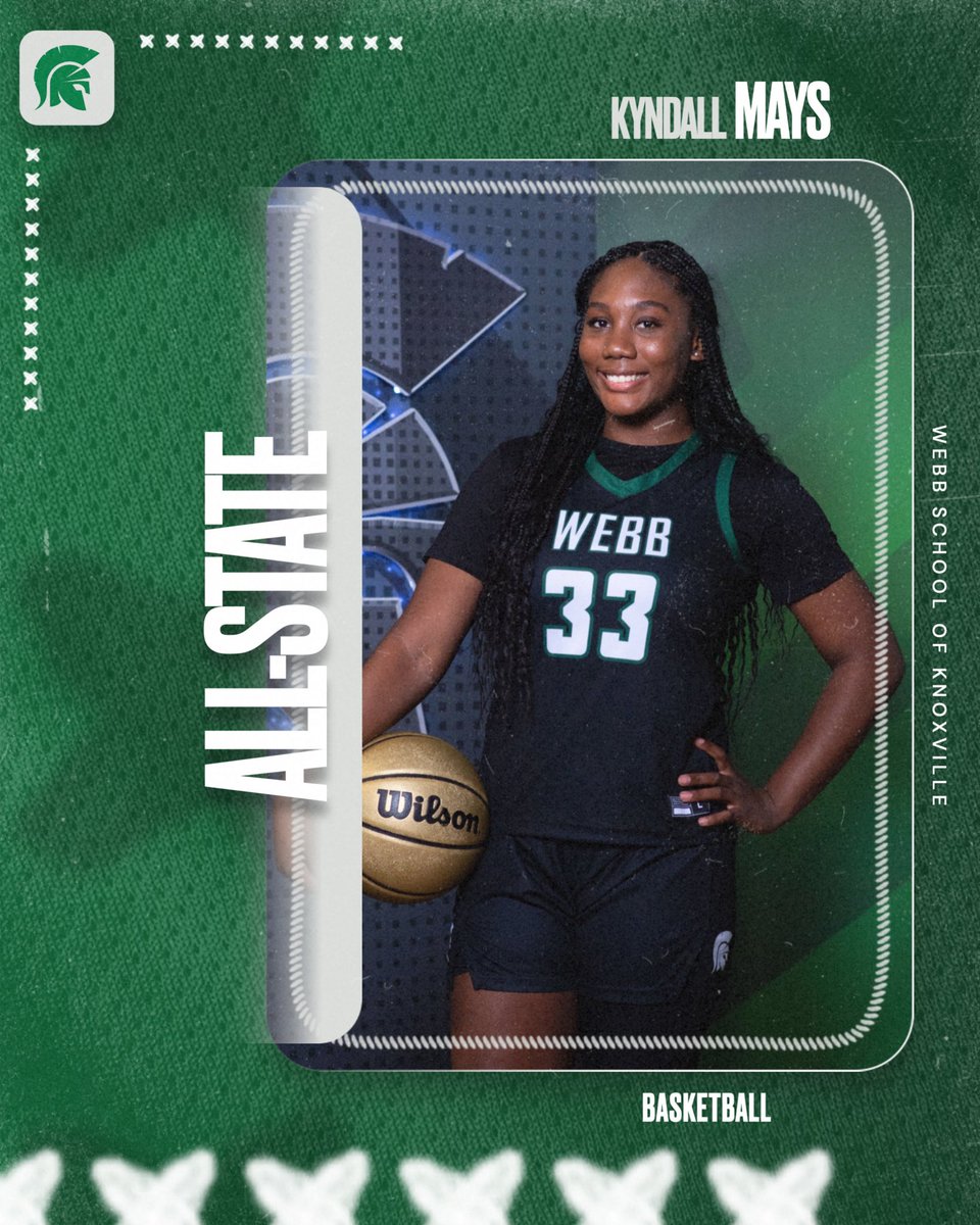 KnoxWebbSports's tweet image. Congratulations to Meeyah Green and Kyndall Mays on being named to the All-State Basketball Team by the Tennessee Sportswriters Association‼️

#GoSpartans ⚔️🟢⚪️