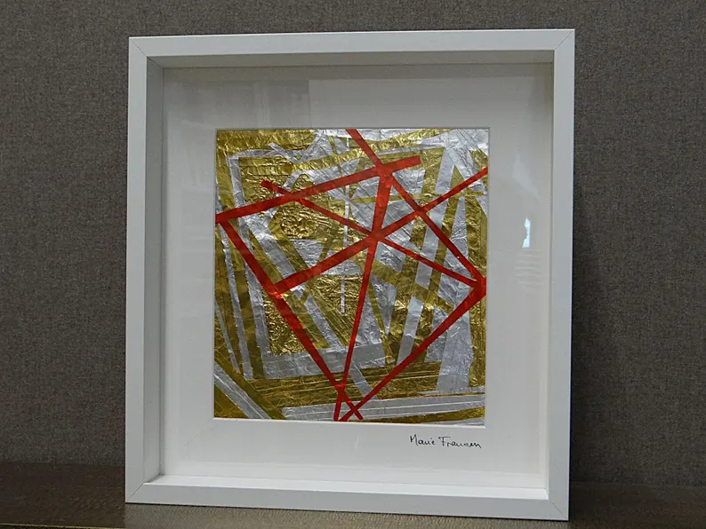 elementsdeco's tweet image. Red Labyrinth – Striking abstract metal wall art!  Reflective gold &amp;amp; silver aluminum with bold red lines, signed by the artist &amp;amp; beautifully framed.  Perfect statement piece for contemporary interiors.   authenticbyclaire.etsy.com/listing/186700… #AbstractArt #MetalWallArt #ModernDecor  #WallArt