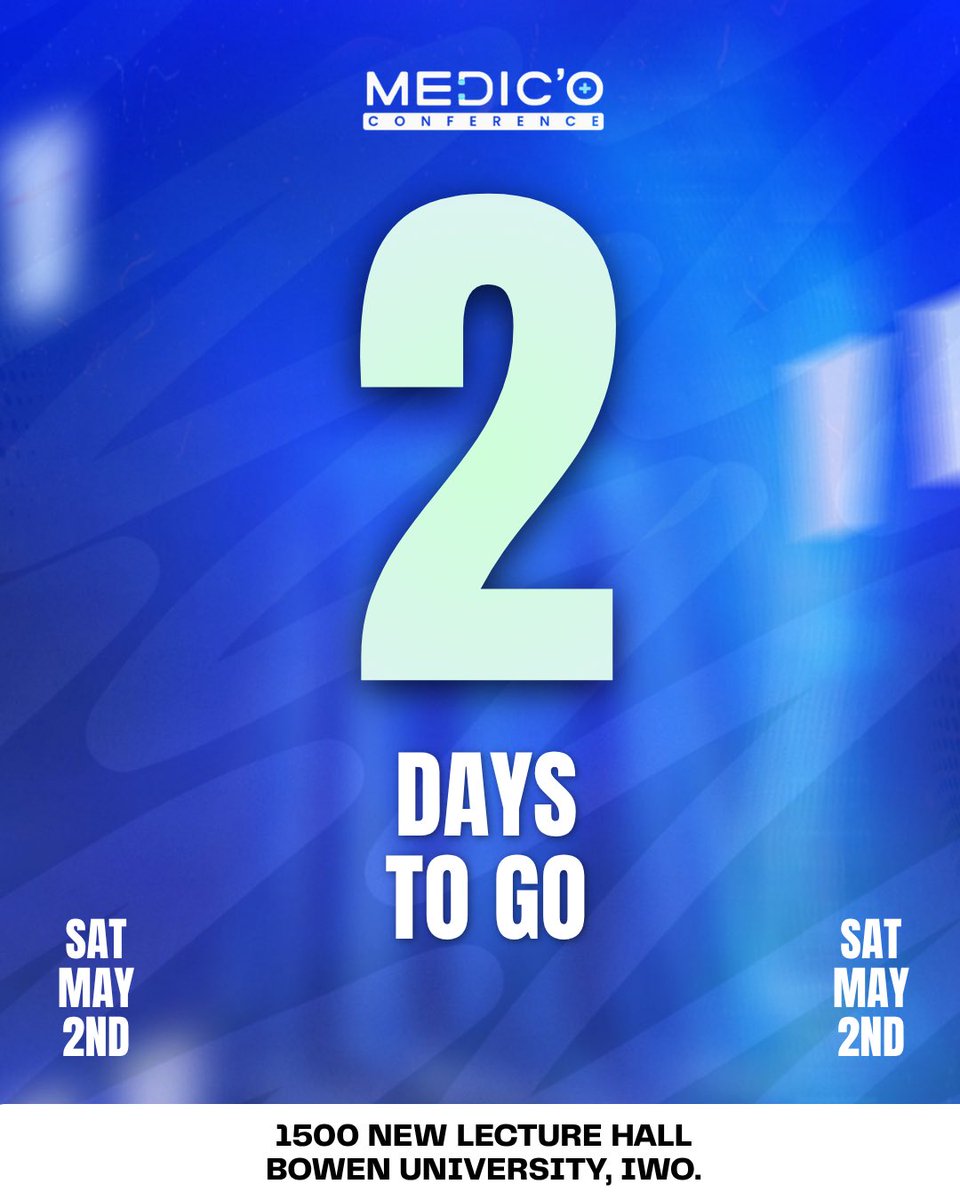 Medico_Bowen's tweet image. The countdown continues today🤩
Only 2 days left till medic’o conference

#countdown #trending #medico2026