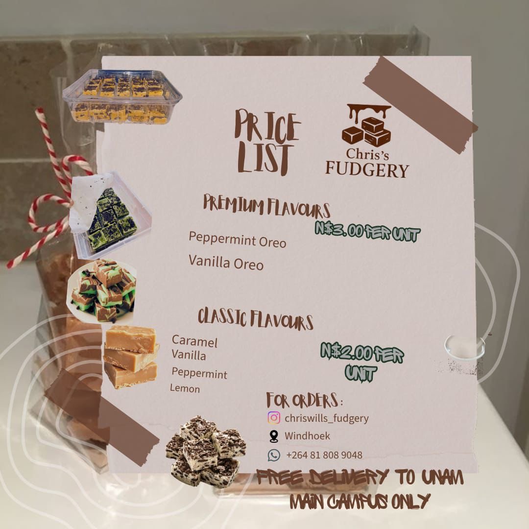 Shesshy2's tweet photo. I’m  limiting sugar and now my little sister is selling fudge  at home 😭😩this things are too delicious and addictive 
Anyways buy WHK 📍 please she can Yango deliver too N$3/N$2 peppermint with Oreo’s is my fav 😋

0818089048 https://t.co/DtxMK7aArY