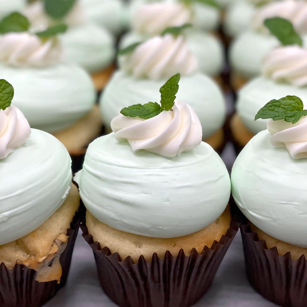 Smallcakes_CC's tweet photo. Specialty Spotlight:✨Mint Julep✨
And they’re off…to the bakery.🐎
Bourbon-infused cake swirled with crème de menthe buttercream and finished with fresh mint for a crisp, refreshing bite.🍃
A perfect addition to your Derby watch party.💚

#Smallcakes #KentuckyDerby https://t.co/FTBKUMA1qs