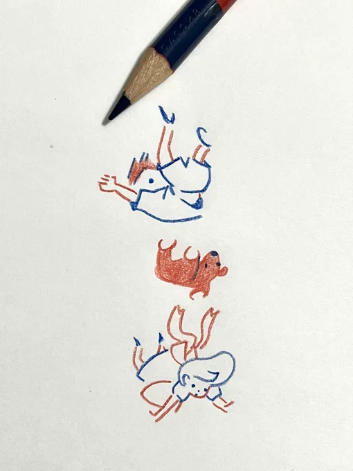赤青鉛筆で描いています