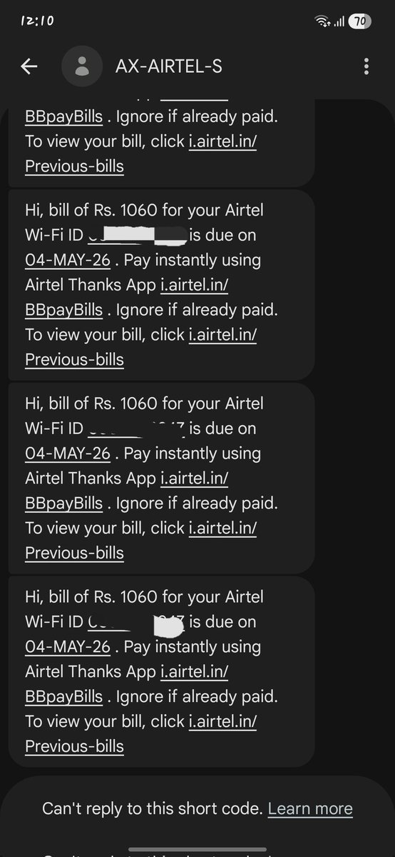 Please stop spamming the same message <a href="/airtelindia/">airtel India</a> <a href="/airtelnews/">Bharti Airtel</a>