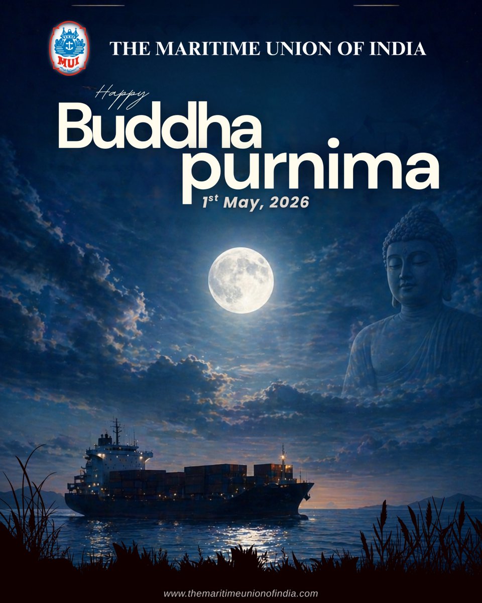 mui_mum's tweet image. On Buddha Purnima, we reflect on the values of peace, mindfulness, and balance.

For those at sea and ashore, may calm waters and clarity of mind guide every journey. Wishing everyone peace and harmony on this day.🕊️

#buddhapurnima #peace #mindfulness #seafarers #maritimeindia
