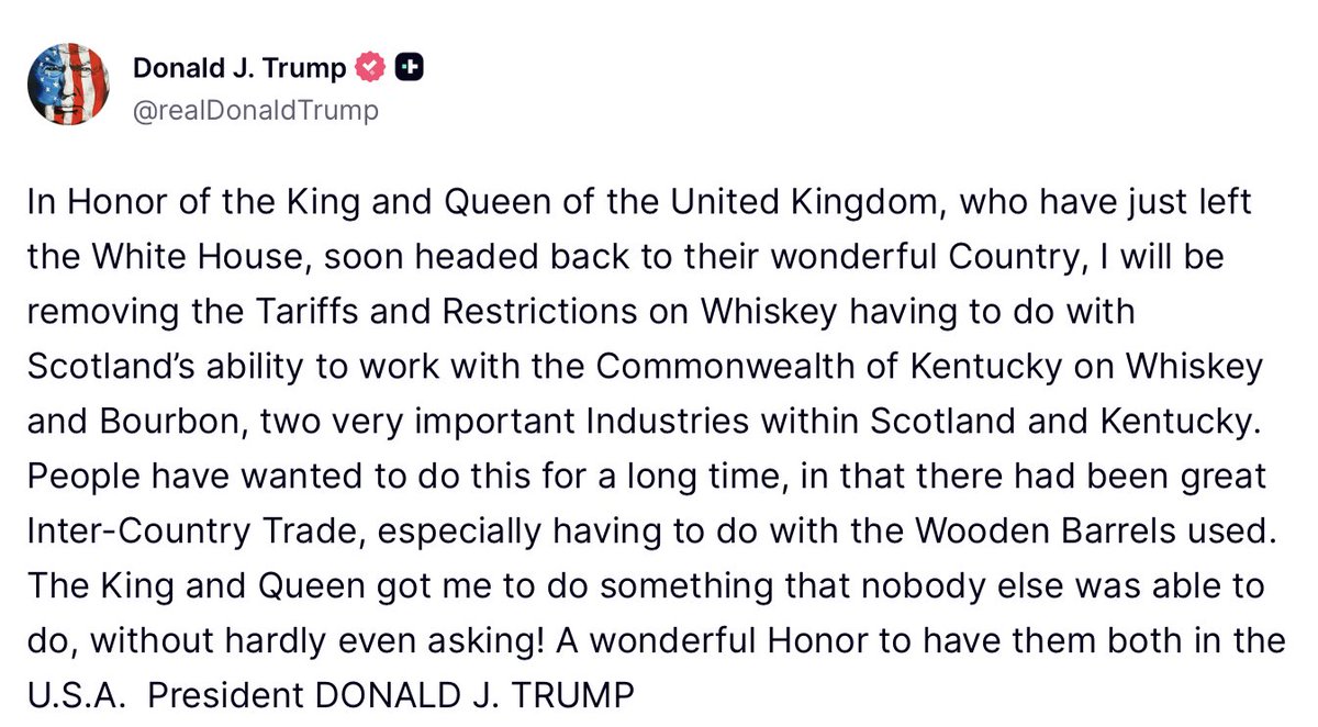 President Donald Trump makes announcement after the royals leave the White House, revealing King Charles and Queen Camilla got him "to do something that nobody else was able to do"