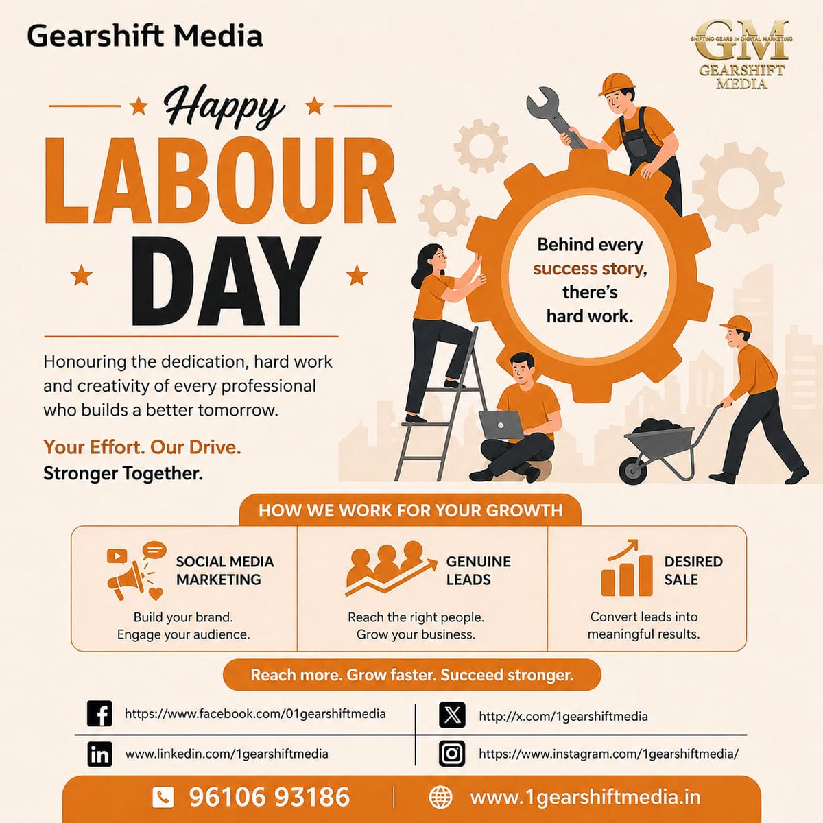 1GearshiftMedia's tweet image. Success = Hard Work + Strategy + Heart 

Here’s to the people who make it happen every day.
Happy Labour Day from Gearshift Media! 

#LabourDay #HustleHard #WorkSmart #DigitalMarketingAgency #BrandGrowth #MotivationDaily #TeamworkWins #GearshiftMedia