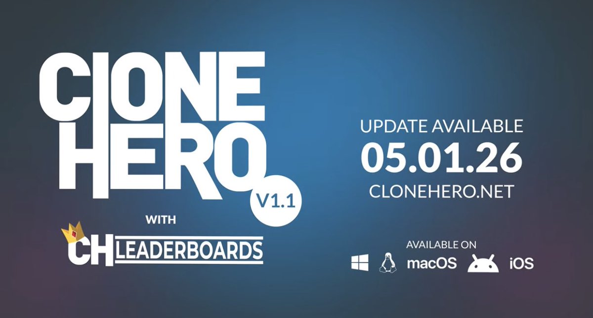 sendmeupdate's tweet photo. @Wario64 Clone Hero coming to android and iOS tomorrow with update 1.1. https://t.co/J71jAQXfN7 https://t.co/7kqNiJ8kGx