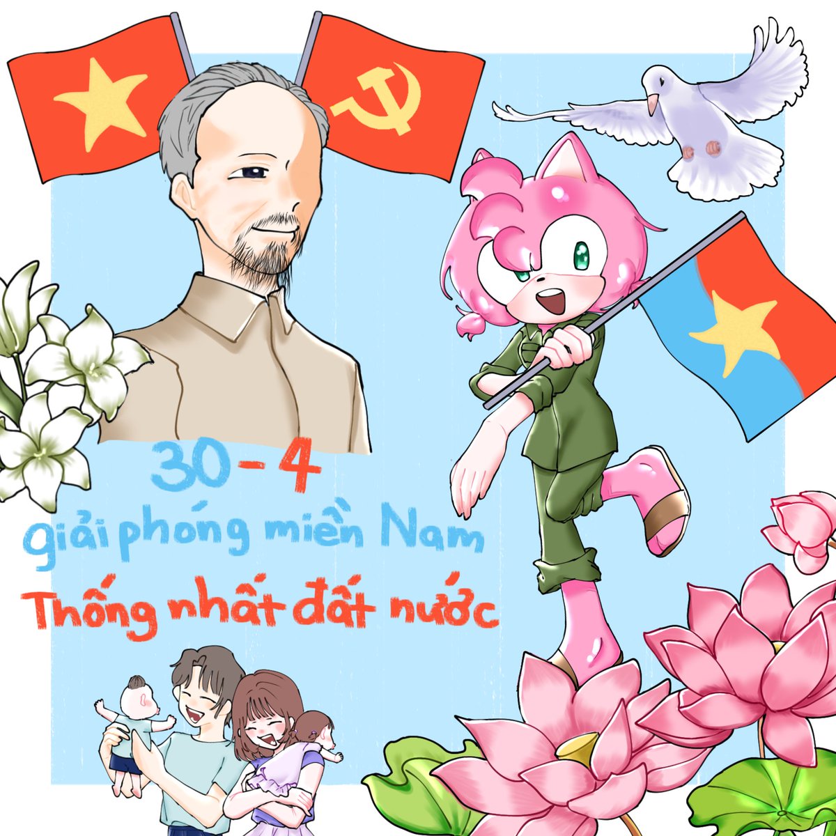 Emlasone's tweet image. Kỉ niệm 51 năm ngày Giải phòng miền Nam &amp;amp; Thống nhất đất nước🇻🇳🇻🇳🥳🥳 xin lỗi vì tôi vẽ hơi chậm
#Vietnam
#VietNam