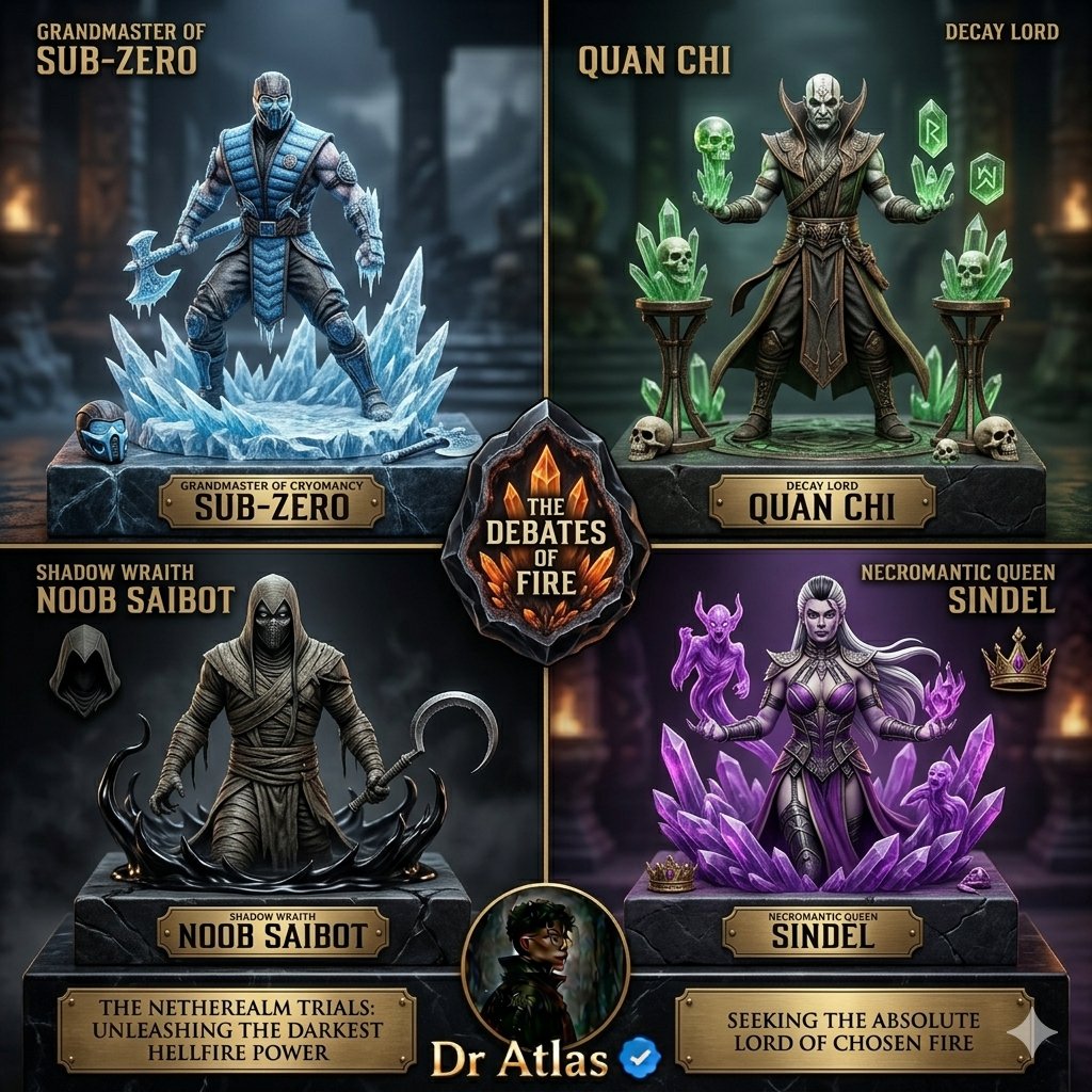 _Dr_Atlas_'s tweet photo. Cryomancy, Necromancy, Shadows, or the Banshee's Scream? Pick your winner. 👇
#DrAtlasVS #Netherrealm #MK1 https://t.co/2Qc5VNbiml