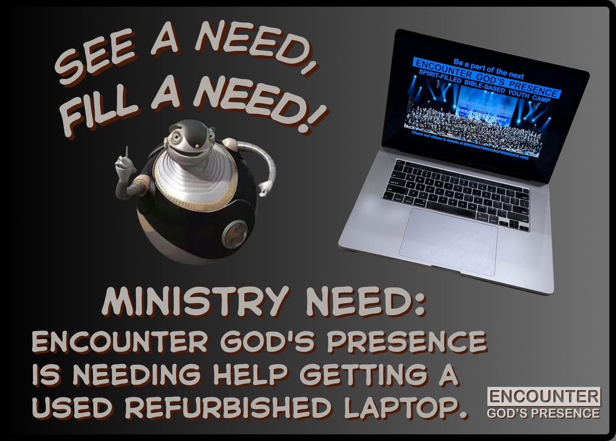 EncounterCamp's tweet photo. The laptop made in 2018 I have been using is falling apart.There’s a certified refurbished one for $2,629.  Please pray about giving towards this. Thanks in advance.

Ways to donate here...
https://t.co/wCLHNy6eDL https://t.co/ffHRkS7jHR