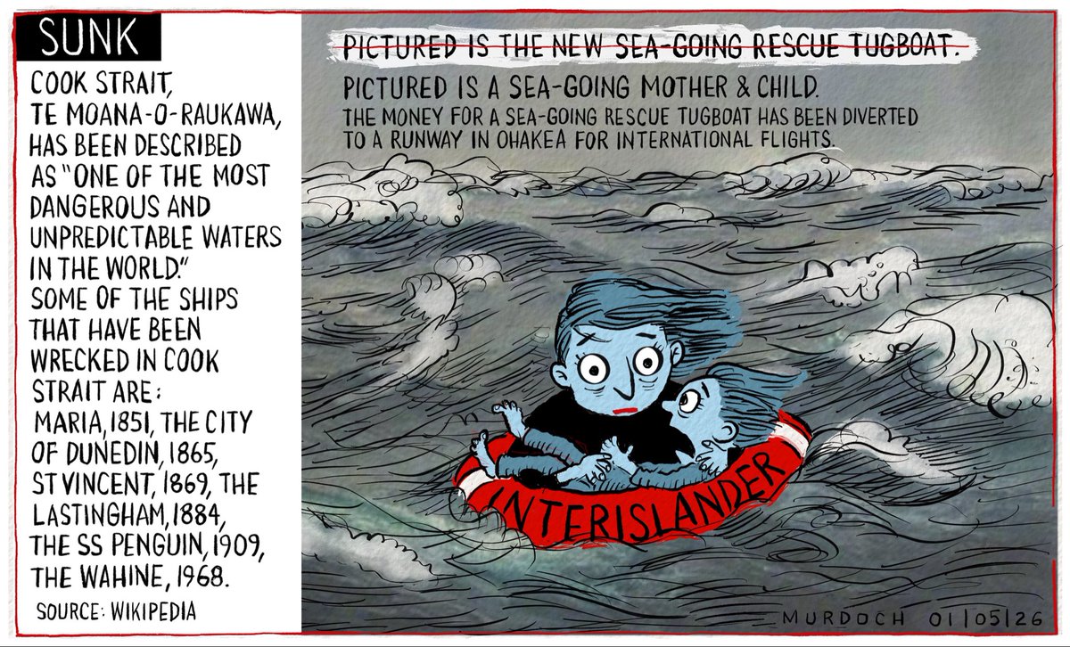 domesticanimal's tweet photo. So, what did happen to that plan to acquire a sea-going rescue tugboat for Cook Strait?
My #cartoon today #NZpol #Infrastructure https://t.co/omLDpIqxAf