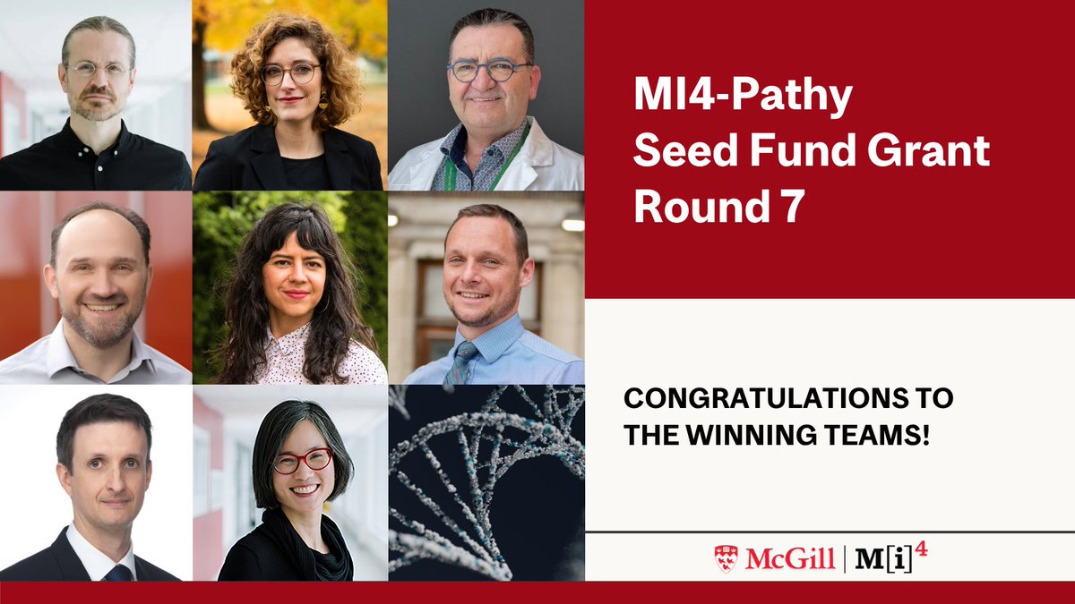 MI4Innovates's tweet image. 🎉 Announcing the MI4–Pathy Seed Fund Grant winners!
Four teams receive $150K to advance research in human health.
Thanks to the Pathy Family Foundation &amp;amp; MI4 funds.

👉linktr.ee/mi4innovates

#SeedFunding #ID #Research #Collaboration #McGill #MI4Community