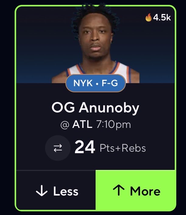 PregamePulse's tweet photo. 4/30 NBA Playoff Pick 🏀

OG Anunoby Over 24.5 PR

Running it back again tonight with OG. He’s been doing so good this series. 

He’s over this 4/5 games this series. He’s averaging close to 12 rebound chances while shooting 57% from the field and over 50% from the three. OG is in a great spot to continue to go over this.

Watch OG have another great game today🍀🍀

Stats powered by @PropsEdge, 3 day free trial by clicking the link in bio! Code: PREGAME for 20% OFF!

#propbets | #propsedge | #DFS | #GamblingX | #SportsBetting | #Prizepicks | #FantasySports | #hardrockbets | #playerprops | #NBA