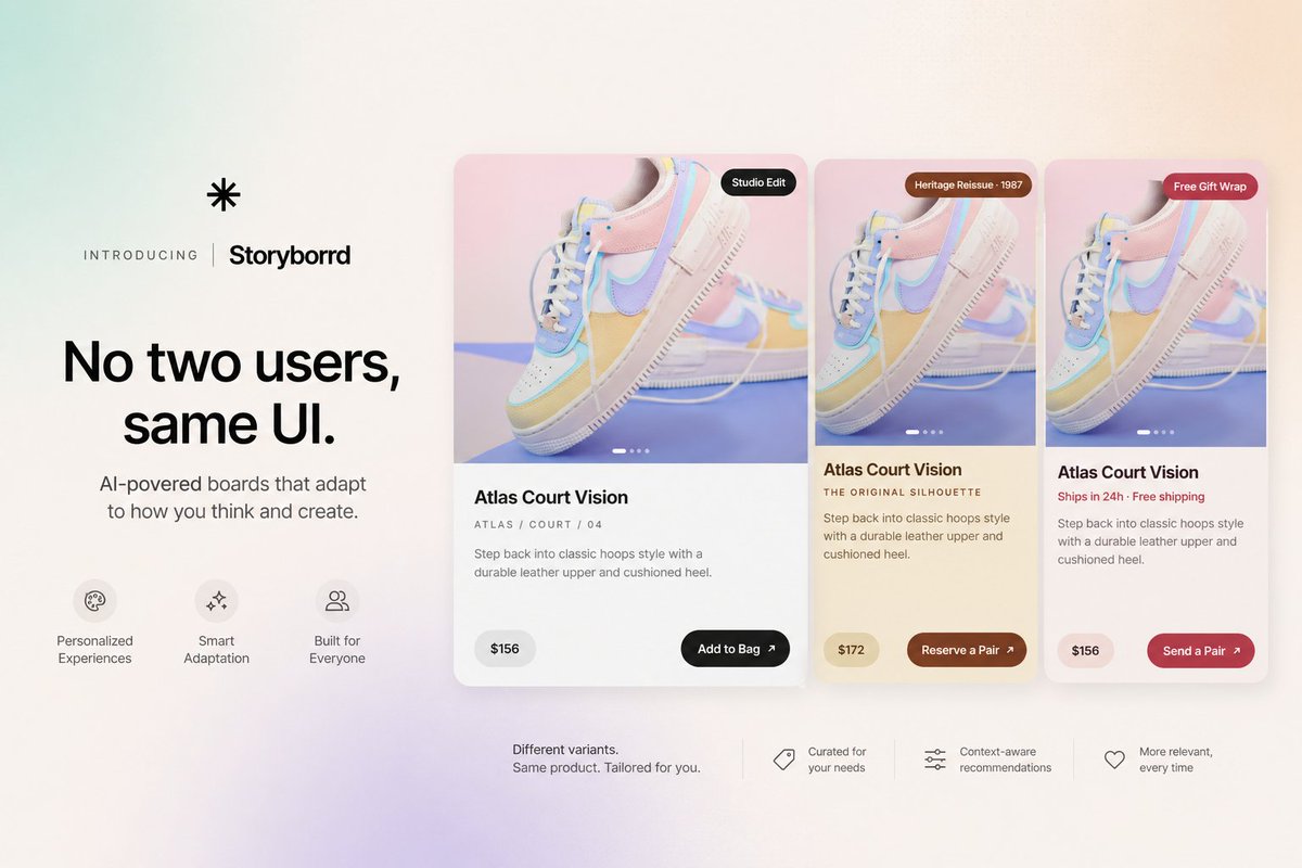 storyborrdpy's tweet image. World’s first AI website that adapts on its own,  Storyborrd automatically changes its design and positioning for every visitor, so your site looks fresh and uniquely tailored every time.

Request Demo Now -  storyborrd.com

#AIWebsite #WebDesign #Startup #SaaS #NoCode