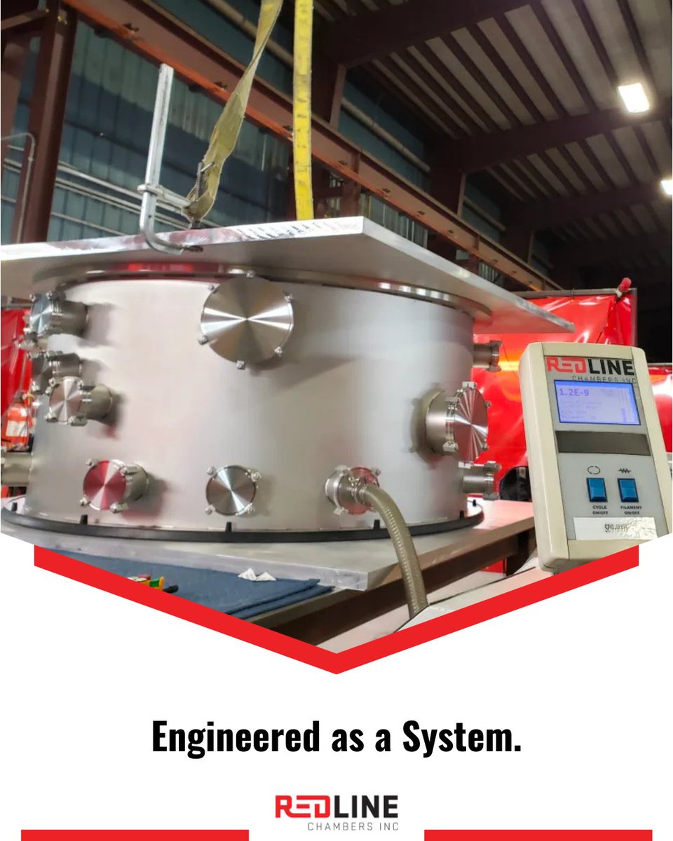 RedlineChamber's tweet photo. A vacuum chamber is never standalone. We engineer for seamless integration—factoring in pumps, controls, instrumentation, and facility needs for optimal performance and smooth commissioning. Discover more: https://t.co/MS54uTBi1c #VacuumIntegration https://t.co/51PKabflFa
