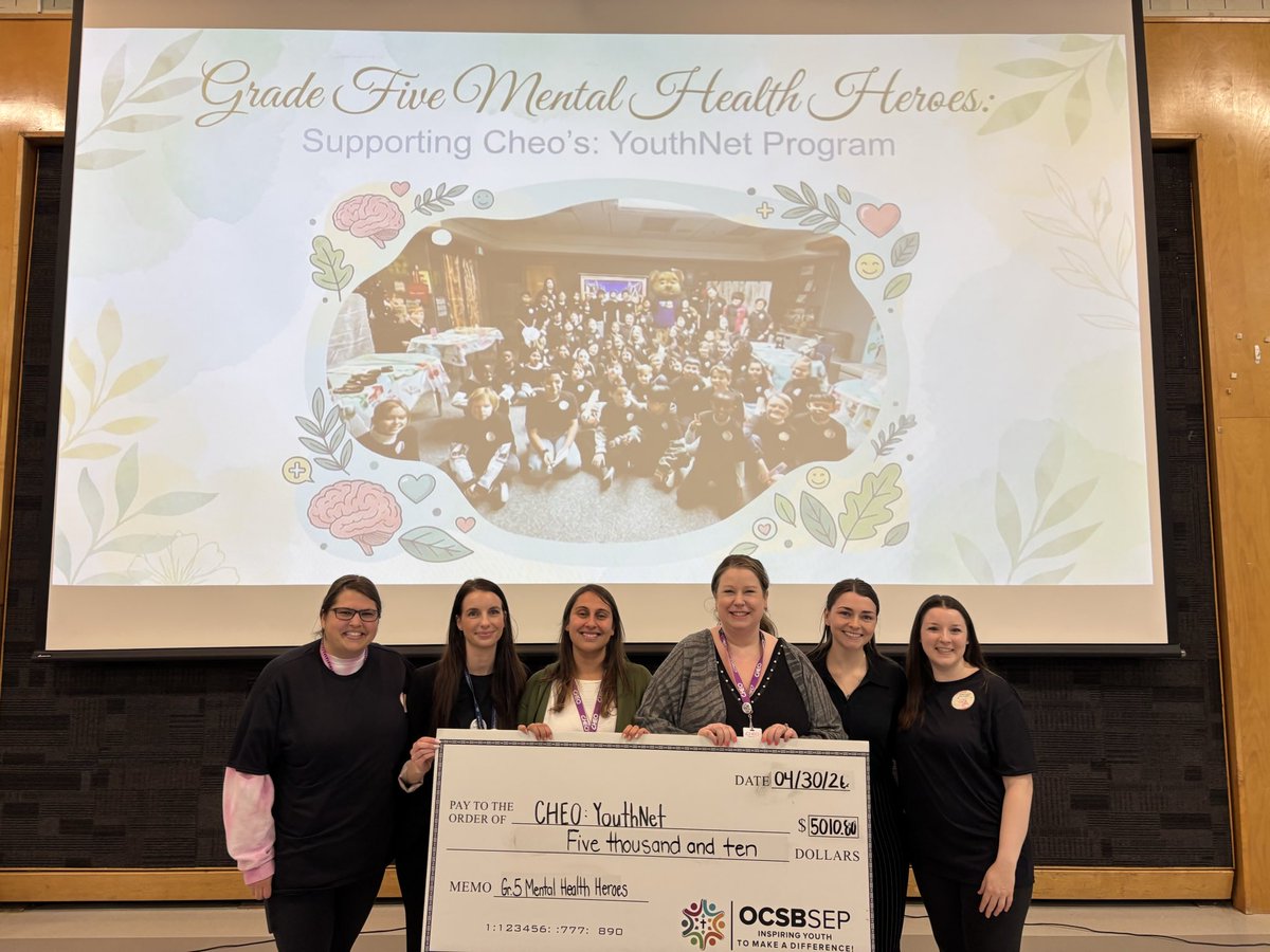 Mrs_Devine5's tweet photo. Today we proudly presented our SEP project results: $5,000 in support of mental health awareness. 💙
Our students didn’t just fundraise; they deepened their understanding of mental wellness and the importance of supporting one another. 
 @ocsbSEP @CHEOYouthNet https://t.co/GteZhcrnsS