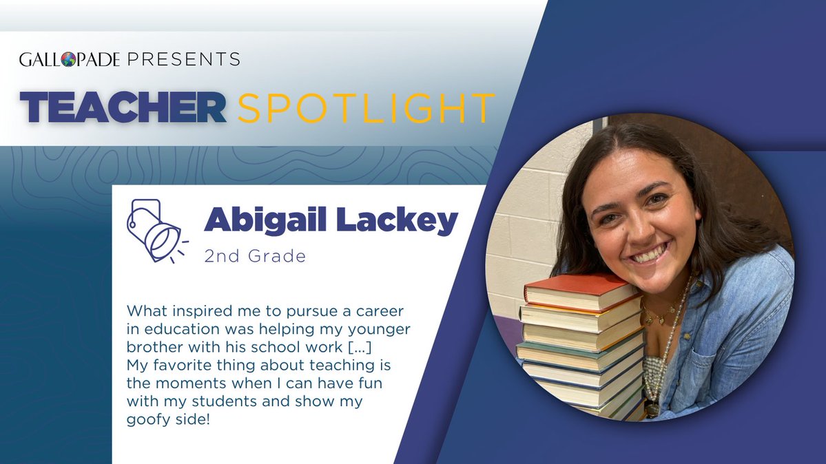 Gallopadekids's tweet image. 📌 This month's Teacher Spotlight features 2nd grade teacher Abigail Lackey. We thank Ms. Lackey, and all teachers, for the work they do! 📚️🍎⁠
⁠
If you know a teacher who deserves some recognition, nominate them today! 🌎️⁠

#education #teacher #learning