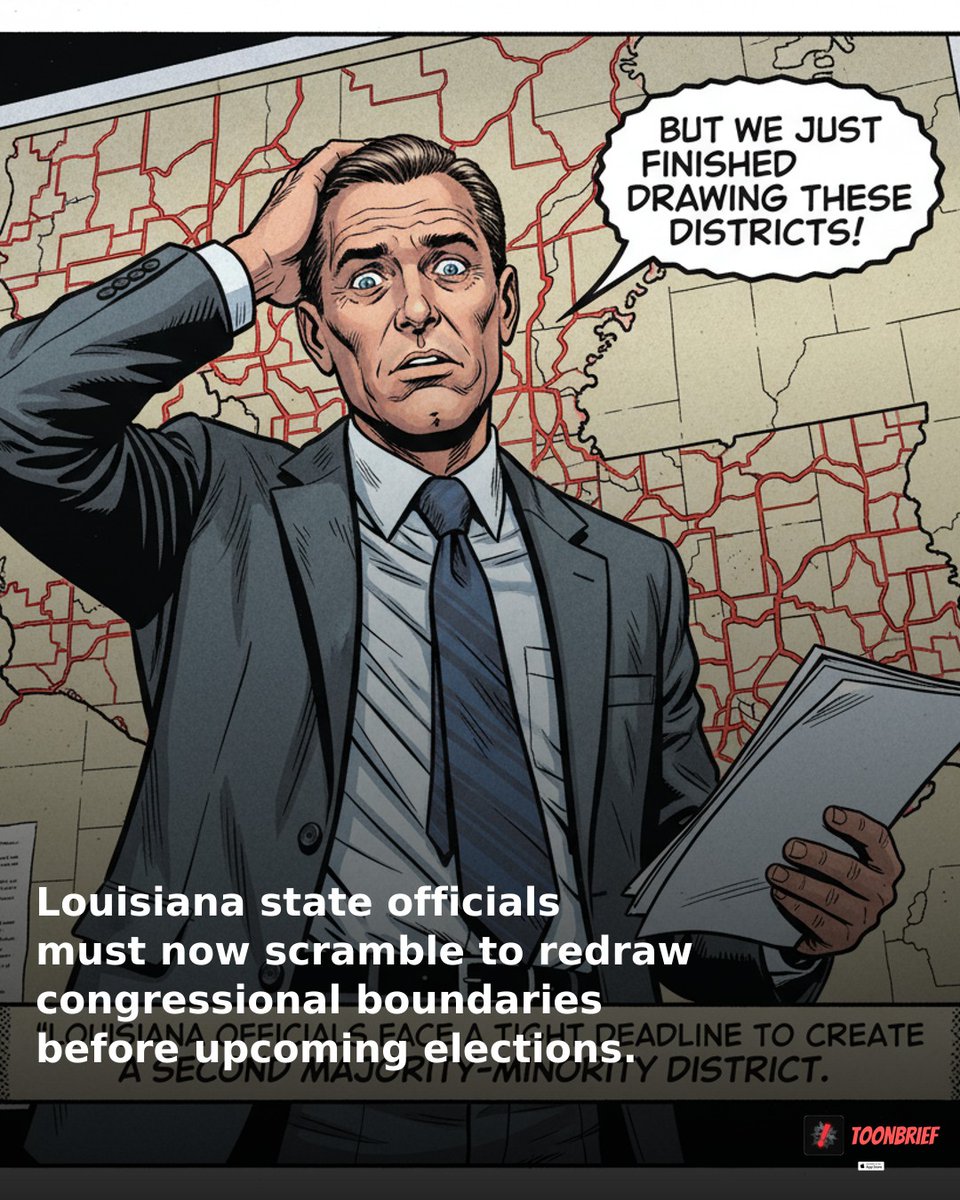toonbriefnews's tweet image. 🚨BREAKING NEWS: Louisiana's Map Makeover

The Supreme Court orders Louisiana to redraw its congressional districts in a major voting rights victory.

#breakingnews #news #toonbrief
