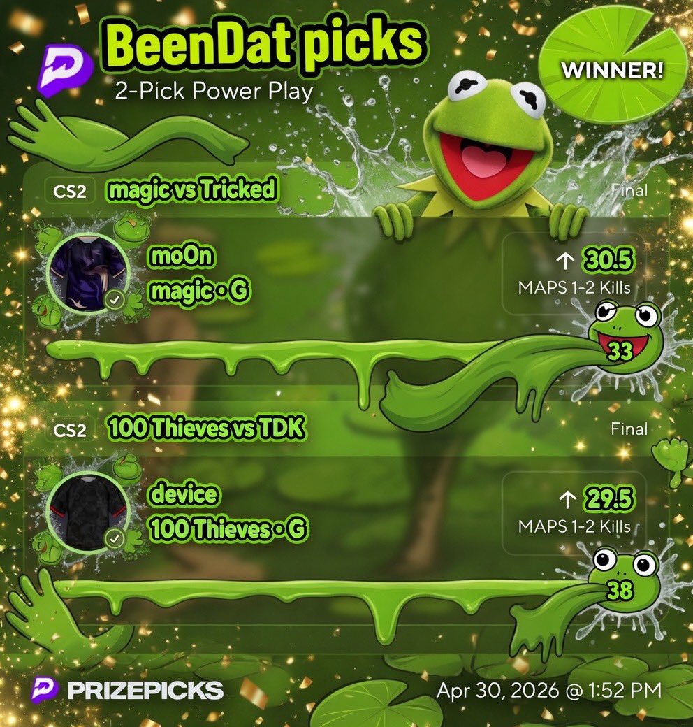 DAY 1 ✅ WE DONT SUCK! GODBLESS! PG IS BACK HIT THE BENCH I GOT THIS‼️

WITHDRAW THE $25 WE GOING BACK IN TMMR WITH 50!😈 6 days to go😌

Like if u tailed ! if u did not Like if u tailing tonight 👀 

So close to 10K followers FOLLOW UP PLZ ILY💚

#cs2 #prizepicks