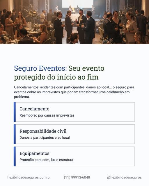 Fllexibilidade's tweet image. Organizador, não corra riscos desnecessários. Com coberturas para responsabilidade civil e equipamentos, o seguro garante que imprevistos técnicos ou climáticos não causem prejuízos financeiros devastadores para sua empresa ou celebração.
#EventosBrasil #CasamentoSeguro #Show