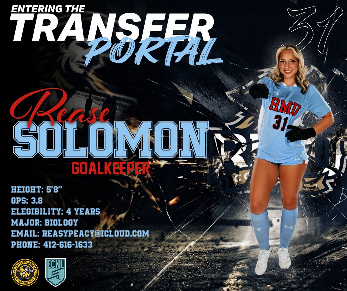 ReaseGK2025's tweet photo. After much thought and consideration, I have decided to enter the transfer portal.

I’m a redshirt freshman with 4 years of eligibility remaining. I’m incredibly grateful for my time at RMU and thankful for my coaches and teammates for helping me grow as both a player and person.

Excited for this next chapter and the opportunities ahead!
#transferportal
@ImYouthSoccer 
@ImCollegeSoccer