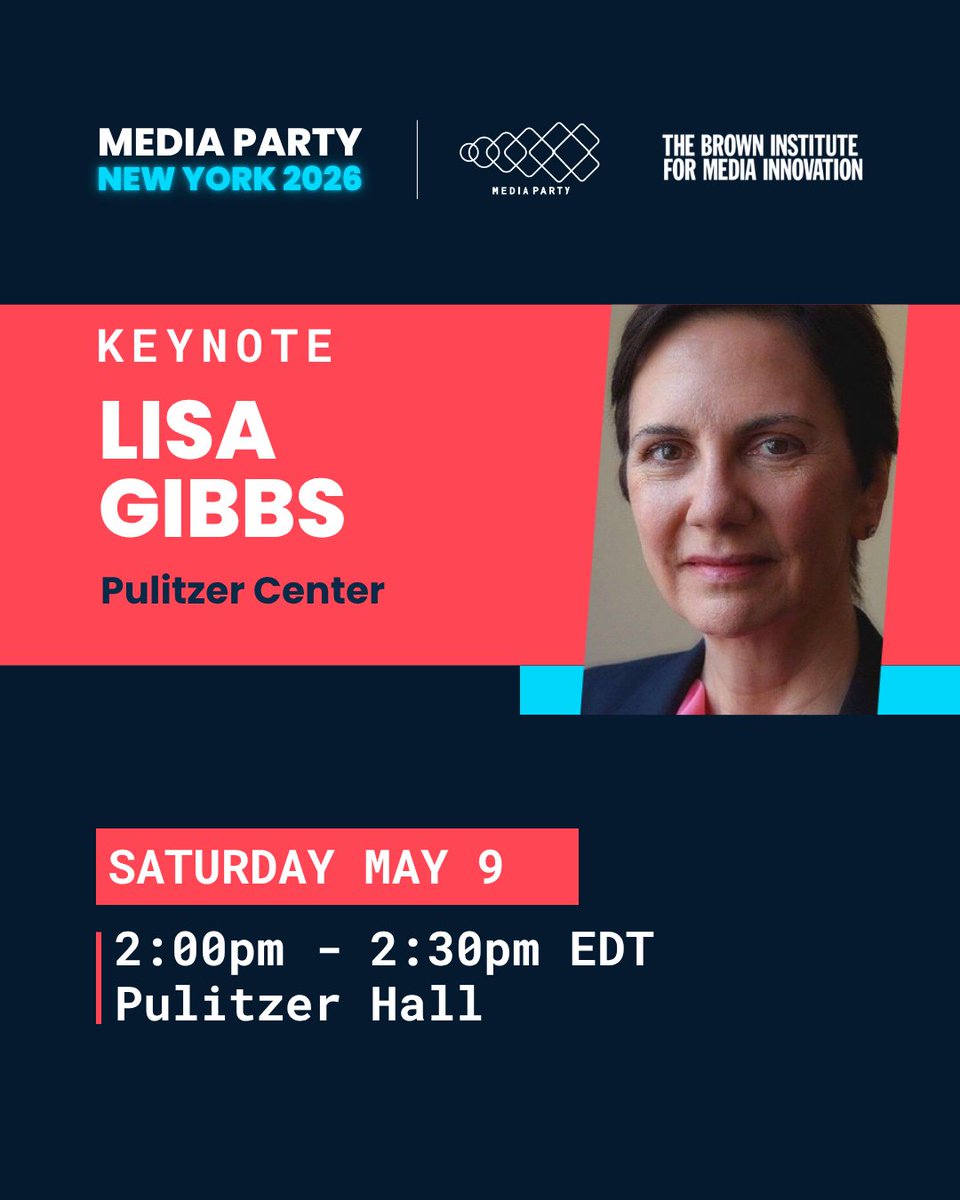 mediapartyorg's tweet image. 📣 @lisagibbs954, as President and CEO of @pulitzercenter, supports global journalism and education programs. Drawing from 10 years at @AP, she is an expert in newsroom AI, automation, and building philanthropic news collaborations.

She will be #keynote at #MPNYC26