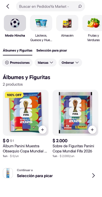 Fran_Avila_R's tweet photo. @agusmc79 @ahorraconana Por la aplicación de pedidos ya, entre a pedidosya market y donde dice modo hincha te sale el álbum y las figus, tenes que hacer un pedido mínimo, en mi caso de $13.700 https://t.co/syGFycV6xW