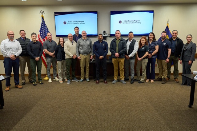FBI Director Kash Patel poses for a photo with a group of Special Agents in Charge and other FBI personnel during an Indian Country SAC Conference in Billings, Montana.