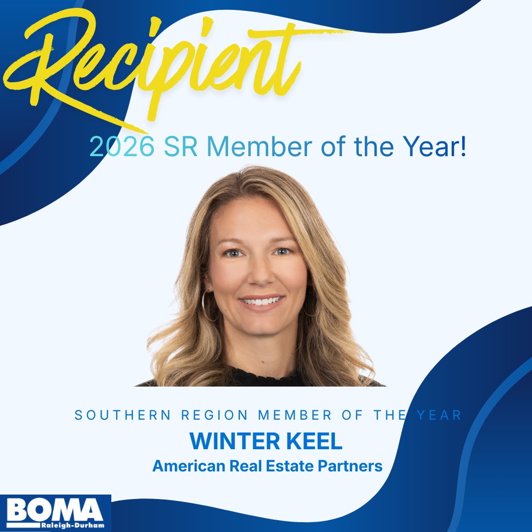 BOMA_rdu's tweet image. Congratulations, Winter Keel, 2026 Southern Region Member of the Year!

We are thrilled to honor Winter for her exceptional leadership and dedication in earning the BOMA Southern Region Member of the Year award! 

#BOMARDU #CRE #MemberOfTheYear #BOMASouthernRegion