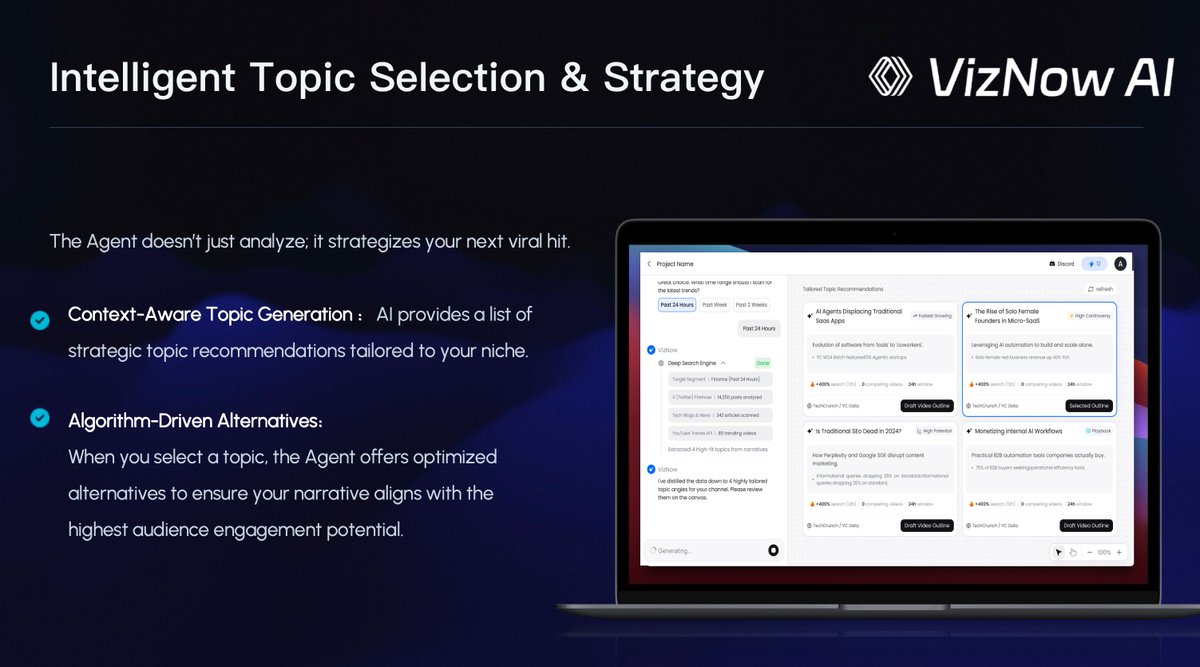 viznow_x's tweet image. VizNow AI: Your AI Visual Director 

Want to create financial and business videos that rival professional studios?

Don't just tell. Viz it now.

#VizNow #MotionGraphics #VisualStorytelling #CreatorTools