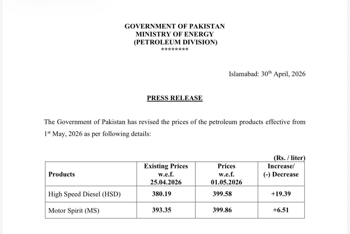 Bazokaa_8585's tweet image. 🚨پٹرولیم مصنوعات کی قیمتوں میں معمولی اضافہ کر دیا گیا ۔۔

#petrol #Diesel #Pakistán #Panamá #پاکستان